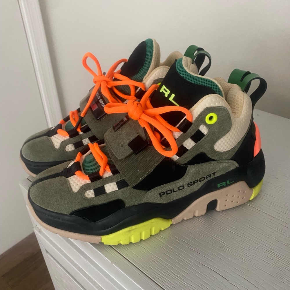 Polo by Ralph Lauren Sneakers - Olive and Neon Orange
